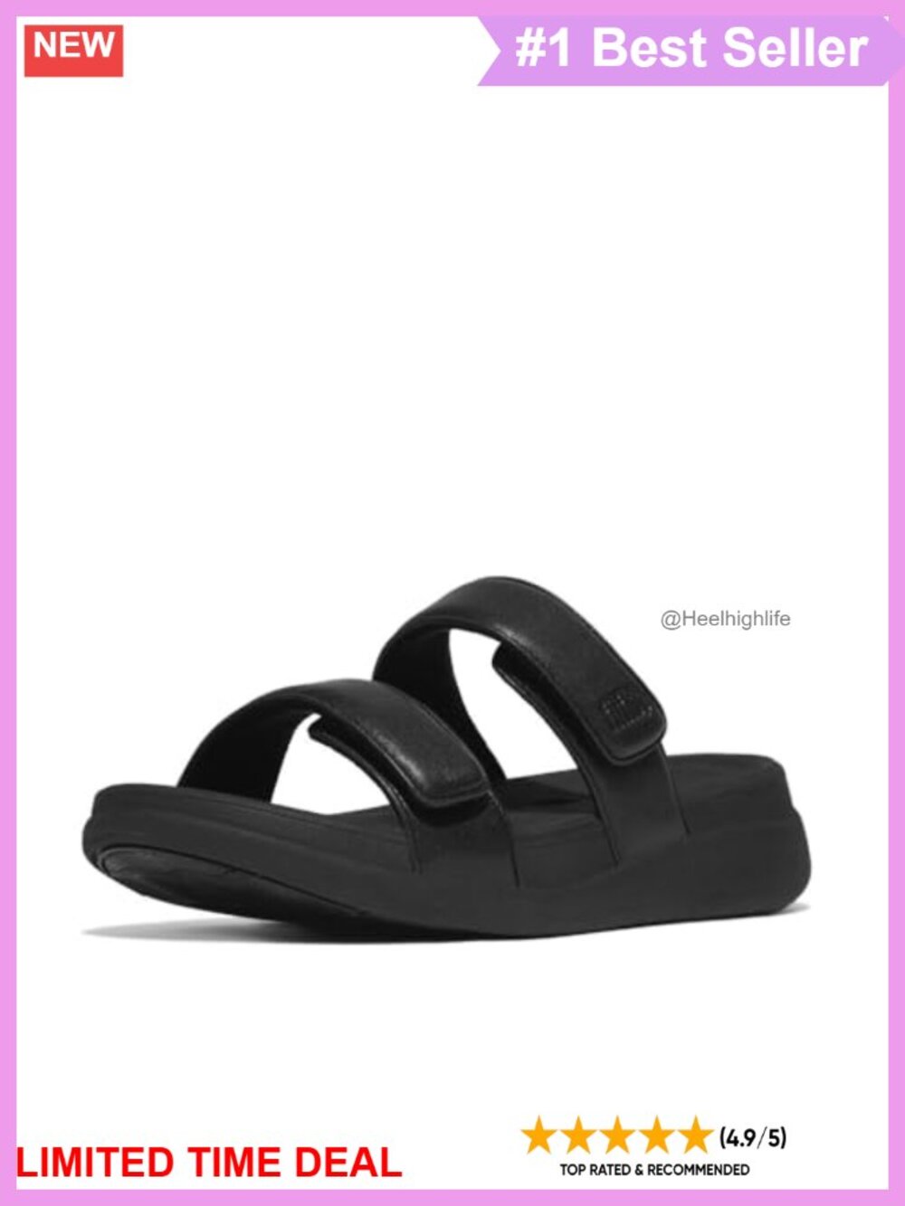 FitFlop F-Mode Go Adjustable Flatform 2-Bar Slide Sandals with Arch Support